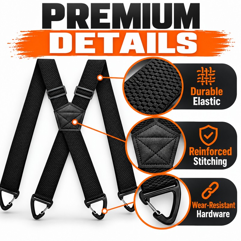 Heavy Duty Suspenders for Men Work Biker Outdoor 3.8cm Wide