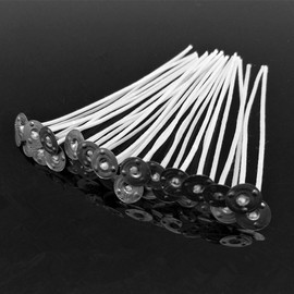 FQTANJU Low Smoke and Natural Candle Wick with Candle Wick Centering Device for Candle Making and Candle DIY, 200Pcs. (White, 6 Inch)