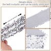 CABODYALS 73mm Silver Wide Elastic Glitter Sequin Dance Belt for