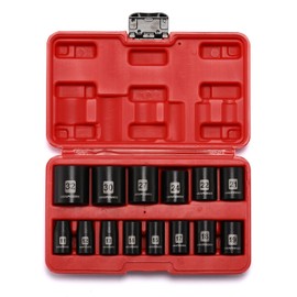 MIXPOWER 14 Pieces 1/2-Inch Drive Shallow Impact Socket Set, 11-32mm, CR-V, Metric, 6 Point, Shallow, 14 Pieces 1/2" Dr. Shallow Socket