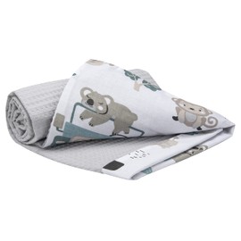 Medi Partners Crawling Blanket for Baby 100% Cotton Waffle 75 x 100 cm Thin without Filling Double-Sided Multifunctional Cuddly Blanket Soft Delicate