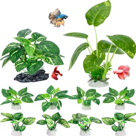 MyLifeUNIT Betta Fish Tank Decor, 10 Pack Silk Aquarium Plants for Aquarium Decoration and Fish Tank Decoration