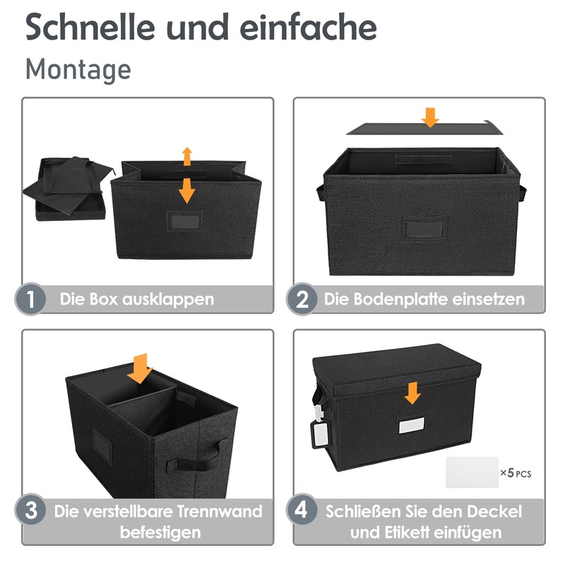 Vinyl Record Storage Box for 7"/45 RPM LPs, Black Case