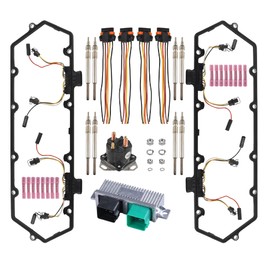 higehio 7.3L Valve Cover Gasket Kit with 8 Glow Plugs+Relay Solenoid+ Controller+4 Injector Glow Plug Harnesses Compatible with 1994-1997 Ford 7.3L Powerstroke Diesel