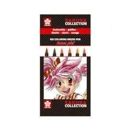 SAKURA - Set of Six Koi Colouring Markers Brush Tip Ideal for Faces - Multi-Colour