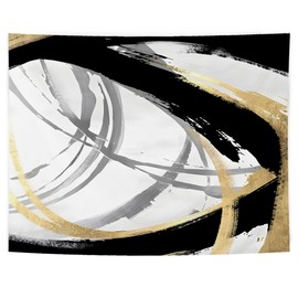 YTRGI Abstract Black and Gold Tapestry Wall Hanging, Modern Home Decor, Minimalist Neutral Black and Gold Graffiti Wall Tapestry Blanket for Home Living Room Bathroom Decoration, 50x60 Inch