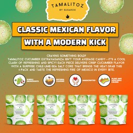 Tamalitoz Cucumber Extravaganza – Spicy Cucumber Mexican Hard Candy Filled with Chile, Lime & Sea Salt – Handcrafted Fruit Candy, Gluten-Free, Kosher, No Artificial Colors, 4 Bags – 4oz Each