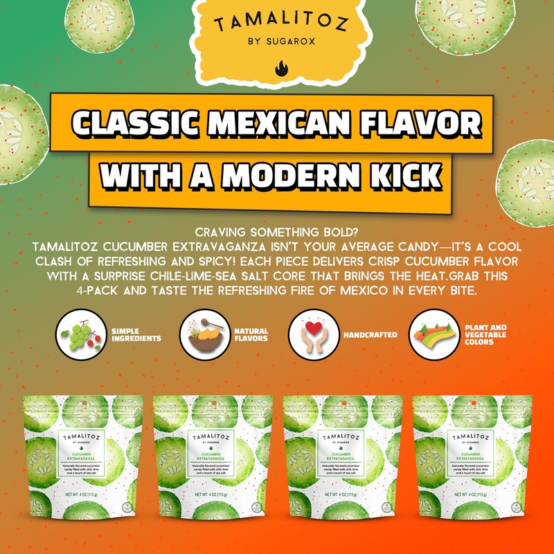 Tamalitoz Cucumber Extravaganza – Spicy Cucumber Mexican Hard Candy Filled