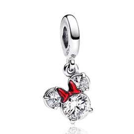 H.ZHENYUE S925 Sterling Silver Charm for Bracelet Necklace Charm Dangle Mouse Lady Silhouette for Women Birthday Gifts