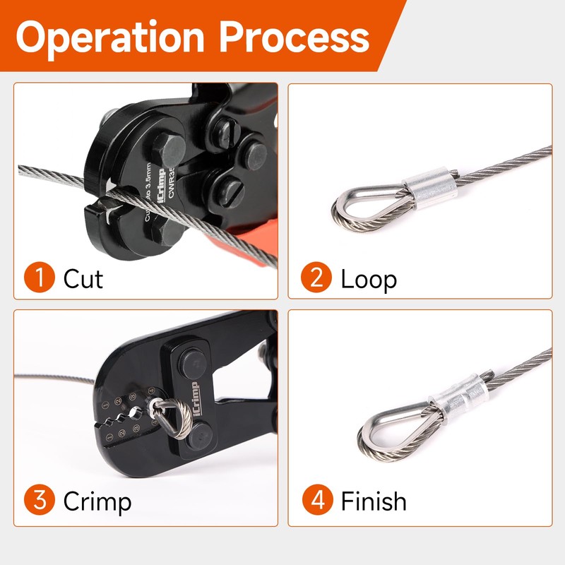 iCrimp Wire Rope Crimping Tool with Wire Rope Cutter and