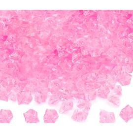 E-Hause 2300PCS Clear Fake Ice Pink Fake Ice Acrylic Fake Diamonds Vase Fillers Crushed Ice Rocks Plastic Gems for Wedding Party Centerpiece Fish Tank Table Scatter Photography Props