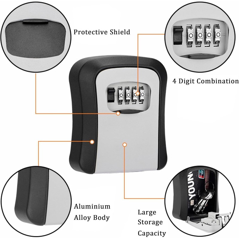 LUMBER JACK Wall Mounted Key Storage Box, 4-Digit Combination Lock,