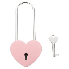 Baluue Love Lock Heart Padlock with Key, 10CM Diary Lock Pink Wishing Locker Lock, Valentine's Day Present Decor