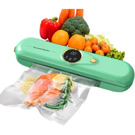 Vacuum Sealer 2 Machine for Food Preservation, Compact Food Saver with Dry & Moist Modes, One-Touch Auto Sealing, Includes 3 Vacuum Seal Bags, Space-Saving Design for Home Kitchen Use
