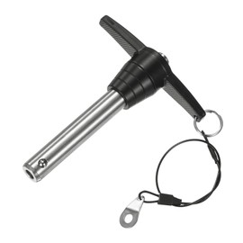 M METERXITY T-Handle Locking Pin, 5/8 Inch (16 mm) Diameter, 2-3/4 Inch (70 mm) Usage Length Push Button Quick Release Pins with Lanyard Cable for Gym/Machine [304 Stainless Steel]