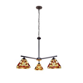 Chloe Lighting Vincent Mission Tiffany-Style Blackish Bronze 3 Light Chandelier 27" Wide