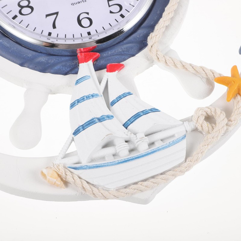 IMIKEYA Mediterranean Style Anchor Clock, Outdoor ClocksNautical Anchor Ship Steering