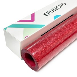 Efuncro- 12'' x 8FT Glitter HTV Heat Transfer Vinyl,Iron on for T-Shirts. Bags. HTV Heat Transfer Vinyl for All Cutting Machines - Easy to Cut and Weed (Red)