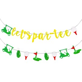 MEMOVAN Golf Themed Banner Golf Happy Birthday Banner Garland Let's Par-Tee Banner Golf Theme Retirement Banners Golf Birthday Garland for Golfer Lover Men Sports Par-Tee Time Party-Par-Tee