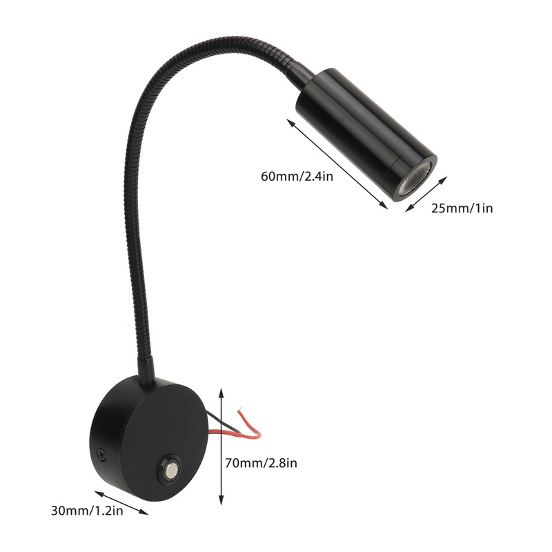 LED Reading Light DC12 to 24V Touch Adjustment USB Charging