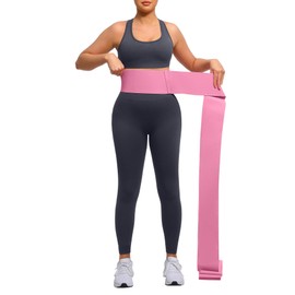 FeelinGirl Waist Trainer for Women Snatch Bandage Tummy Wrap Plus Size Workout Waist Trimmer for Gym Sport, Pink, Medium(23.5-47.5inch Waist)