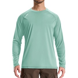 LOOGU Men's UPF 50+ UV Sun Protection Rash Guard Lightweight Long Sleeve Shirts Outdoor for Fishing Hiking Swimming, Light Green, XX-Large