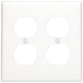 Leviton 2-Gang, 2-Duplex, Standard Nylon Wallplate, 80716-W, White