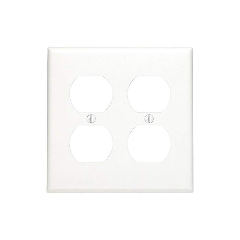 Leviton 2-Gang, 2-Duplex, Standard Nylon Wallplate, 80716-W, White