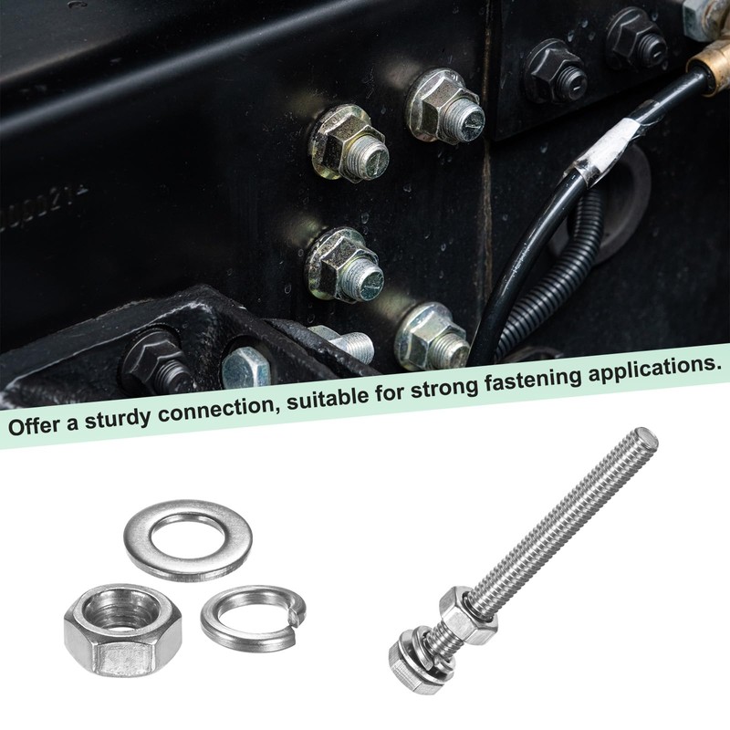 M METERXITY 4-Pack Hex Head Screw Bolt with Nuts Flat