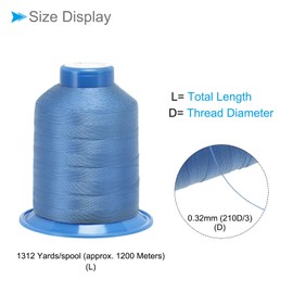 CoCud Bound Sewing Thread, 1312 Yards 210D/0.32 mm Polyester Upholstery Yarn, Blue - (Applications: for Sewing Leather, Upholstery, Jeans and Wigs) - 1 Piece
