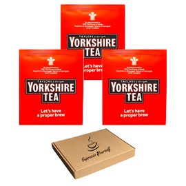 50 x Yorkshire Individually Wrapped & Tagged Tea Bags (50 pack) with Espresso Yourself Greeting Note | Letterbox Friendly | Perfect for Home, Office, and Travel | Premium Black Tea