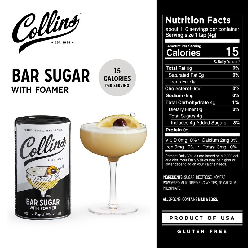 Collins Bar Sugar with Foamer | Create Foam Cocktails and