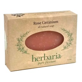 Herbaria Rose Geranium Handcrafted All-Natural Soap with Essential Oils. 4.5 oz Bar. Enjoy 60 More Skin-Friendly Varieties.