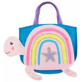 Mud Pie toddler girl glitter turtle beach tote with toys NEW