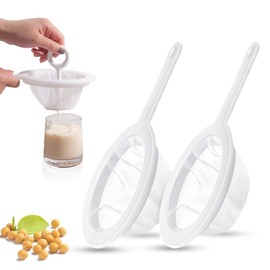 Pack of 2 Fine Sieves, 100/400 Mesh Sieve Fine Mesh, Kitchen Sieve Plastic, Fine Sieve with Handle, Nylon Sieve, Plastic Sieve, Multifunctional, for Filtering Juice, Milk, Soy Milk and Coffee