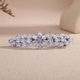 Kercisbeauty CZ Teardrop Crystal Flower Silver Hair Clip for Wedding Brides Bridesmaid Wome Hair Accessories (Silver)