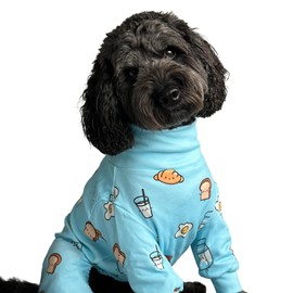 Spark Paws Dog Pajama, Ultra-Soft and 4-Way Stretch, Recovery-Suit PJ Onesie for Small, Medium and Large Breeds - Breakfast Blue - S