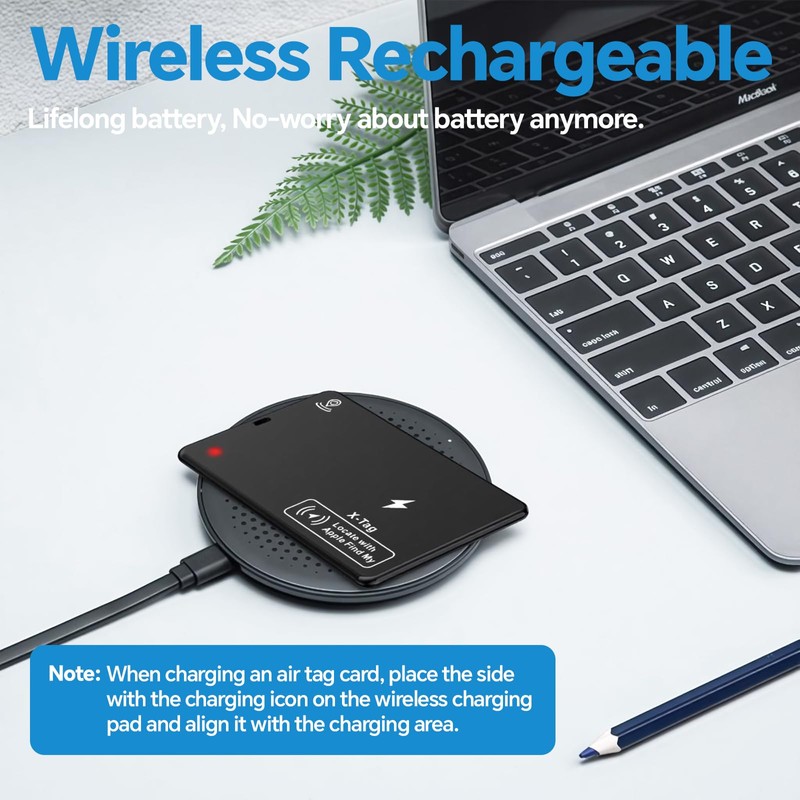 Ultra-Thin Wallet Tracker Card, Wireless Charging Recharged Tracker, Keys Finder