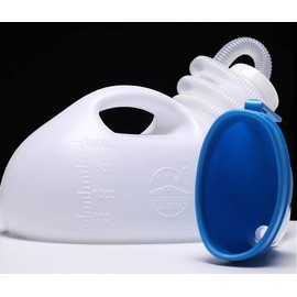 Urinales para hombres y mujeres, 2000 ml, portátil, a prueba de derrames, grueso y firme hembra, botella de orina masculina, colección de orina, contenedor para incontinencia de ancianos, hogar, hospital, emergencia, camping, coche, viaje, color blanco