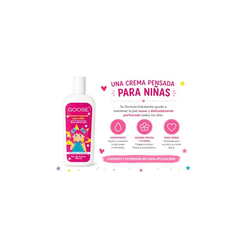 GOOSE Crema Corporal para Niña 250 ml, Aroma Frutal Floral