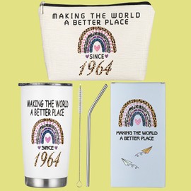 ANWNK 60th Birthday Gifts for Women,20 oz Stainless Steel Vacuum Insulated Tumblers and Makeup Bag,Funny 1964 Birthday Gifts