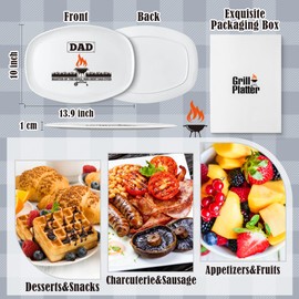 R HORSE Dad Grill Platter Gift Father BBQ Serving Tray Plate Dishes White Oval Serving Dishes Men Grandpa Dad Birthday Christmas New Year Gift for Salads Desserts Charcuterie Outdoor Indoor Cooking