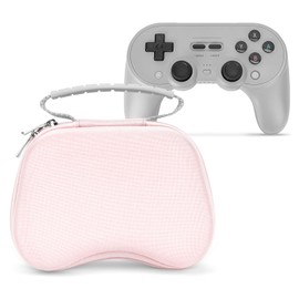 Linkidea Hard Travel Controller Case Compatible with 8BitDo Pro 2/Ultimate Bluetooth/2.4G Dual Sense Wireless Controller Gaming Accessories Carrying Case, Game Protective Storage Bag (Pink)