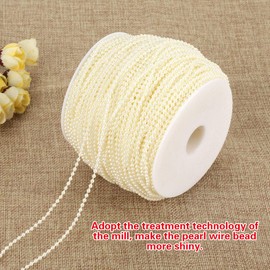 100 m Roll Imitation Pearl, Beads Garland String DIY Wedding Wire Decoration 2.5 mm White (Beige)