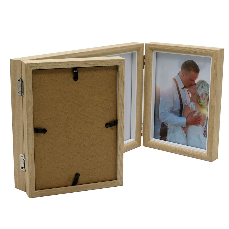 Smiling Art Foldable Photo Frame for 3 Landscape and Portrait