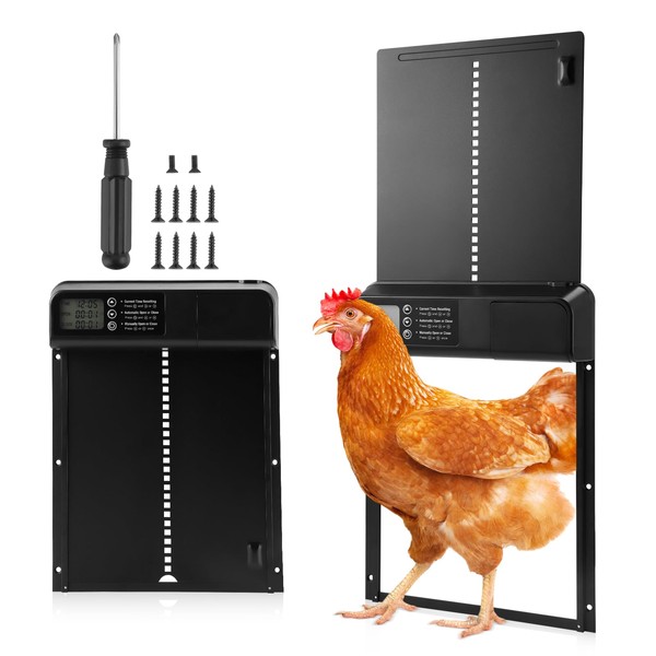 Automatische Hühnerstalltür, Aluminiumlegierung, automatische Hühnerstalltür mit Timer und LED-Display, automatische