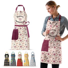 VITA ELEGANTE Aprons for Women with Pockets - Vintage Apron Meets Waterproof Apron - Stylish Kitchen Aprons for Cooking - Durable & Chic
