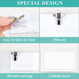 IYUXIHQ 20 PCS Name Badges for Work with Crocodile Clip and Secure PIN, 9X5.6CM Professional Name TAG Clothes Name Labels Badge Holder Conference Staff Badge Horizontal ID Holders for Office School