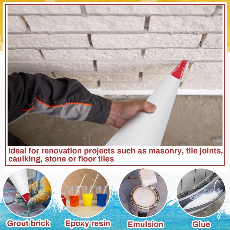Gueevin 9 Pcs Tile Grout Masonry Mortar Bag with Molded