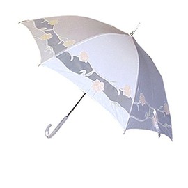 Vista International Ivory Umbrella with Hand-stitched Yellow Flower